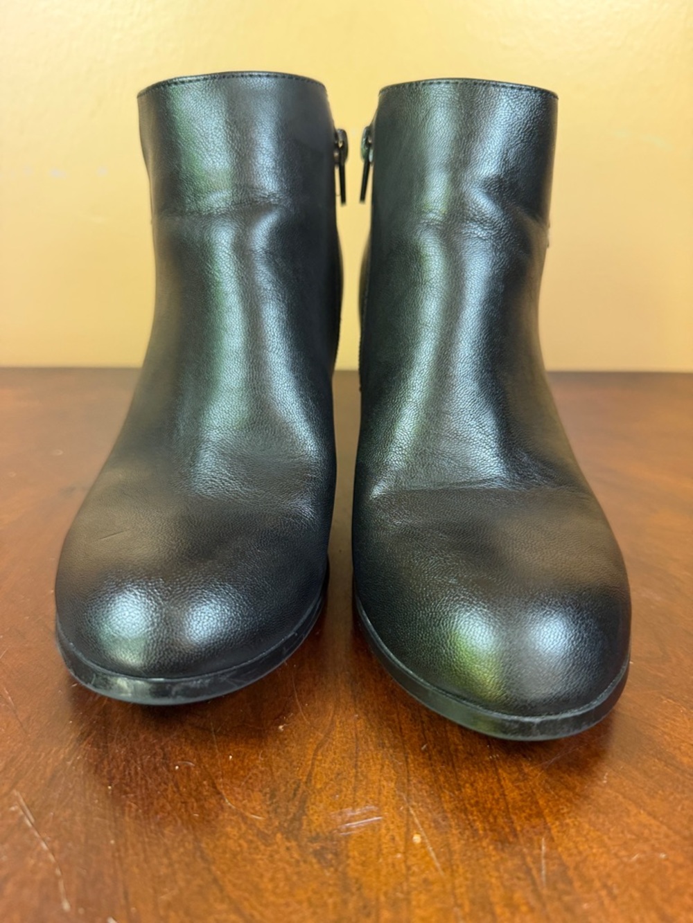 Style & Co. Black Leather-Look Ankle Booties with Side Zip‎